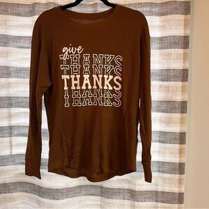 Time And Tru Brown Give Thanks Thermal Size Large